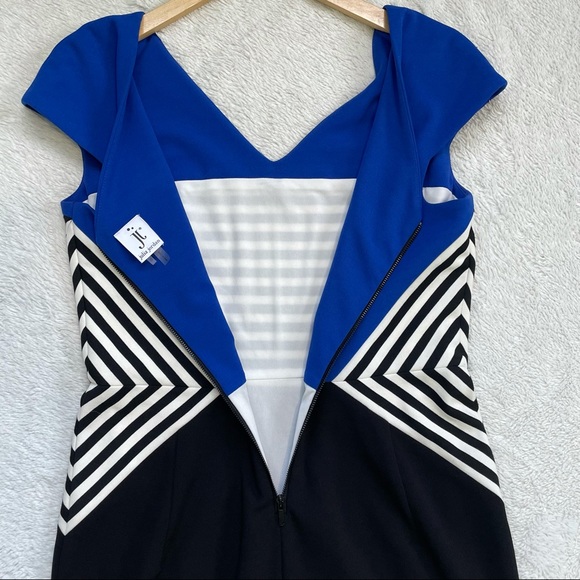 Julia Jordan Geometric Color Block V-Neck Fit Flare With Stripes Size 10 - Picture 8 of 9